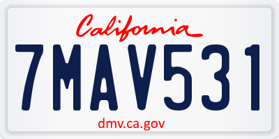 CA license plate 7MAV531