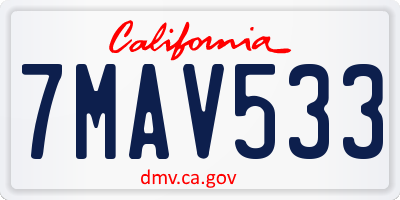 CA license plate 7MAV533