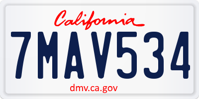 CA license plate 7MAV534
