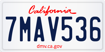 CA license plate 7MAV536
