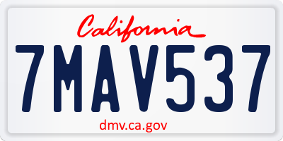 CA license plate 7MAV537