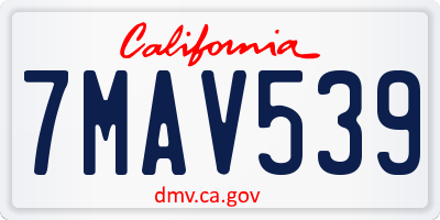 CA license plate 7MAV539