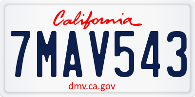 CA license plate 7MAV543