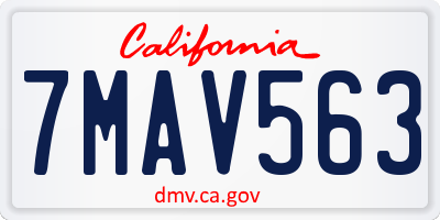 CA license plate 7MAV563
