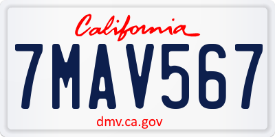 CA license plate 7MAV567