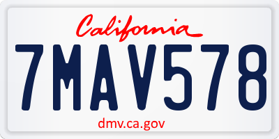 CA license plate 7MAV578