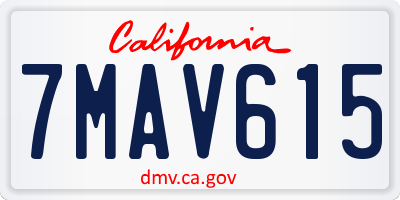 CA license plate 7MAV615