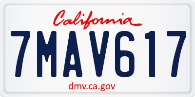 CA license plate 7MAV617
