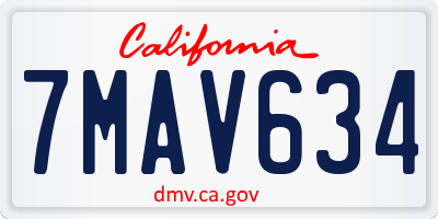 CA license plate 7MAV634