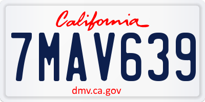 CA license plate 7MAV639