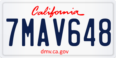 CA license plate 7MAV648