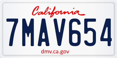 CA license plate 7MAV654