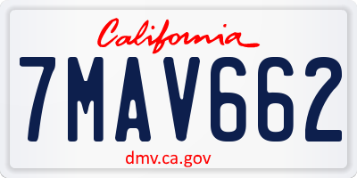 CA license plate 7MAV662