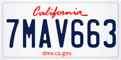 CA license plate 7MAV663