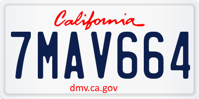CA license plate 7MAV664