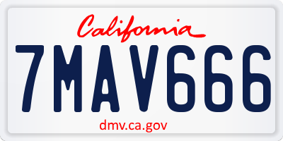 CA license plate 7MAV666