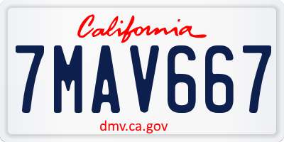 CA license plate 7MAV667