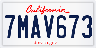 CA license plate 7MAV673