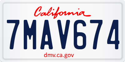 CA license plate 7MAV674