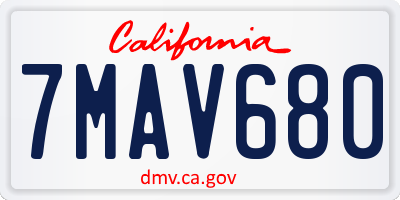 CA license plate 7MAV680