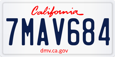 CA license plate 7MAV684