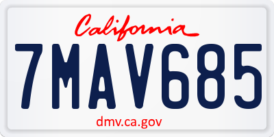 CA license plate 7MAV685