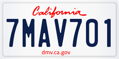 CA license plate 7MAV701
