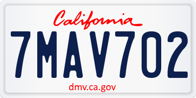 CA license plate 7MAV702