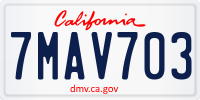 CA license plate 7MAV703