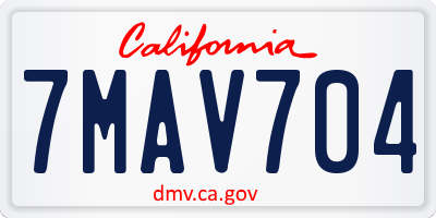 CA license plate 7MAV704