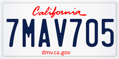 CA license plate 7MAV705