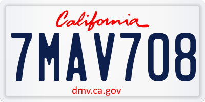 CA license plate 7MAV708