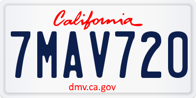CA license plate 7MAV720