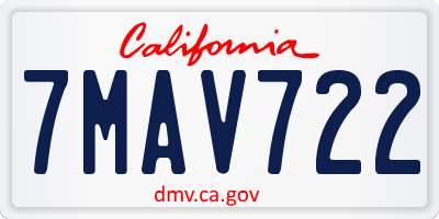 CA license plate 7MAV722
