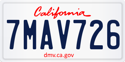 CA license plate 7MAV726