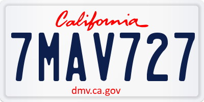 CA license plate 7MAV727