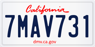 CA license plate 7MAV731
