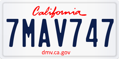 CA license plate 7MAV747