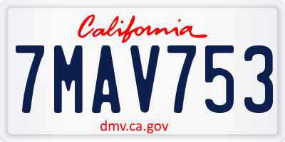 CA license plate 7MAV753
