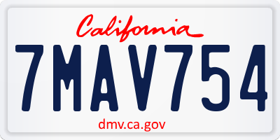 CA license plate 7MAV754