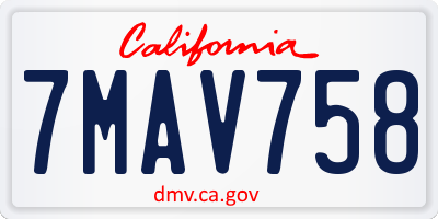 CA license plate 7MAV758