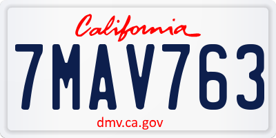 CA license plate 7MAV763
