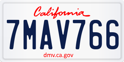 CA license plate 7MAV766
