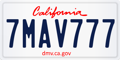 CA license plate 7MAV777