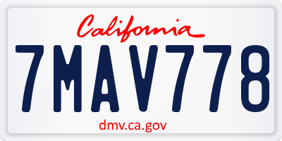 CA license plate 7MAV778