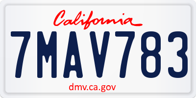 CA license plate 7MAV783