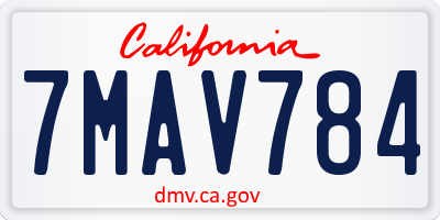 CA license plate 7MAV784