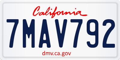 CA license plate 7MAV792