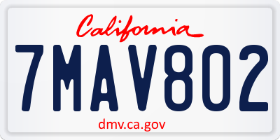 CA license plate 7MAV802