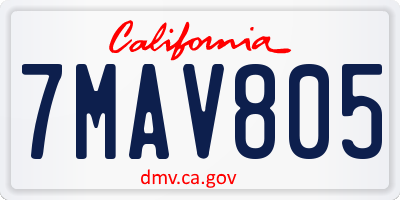 CA license plate 7MAV805